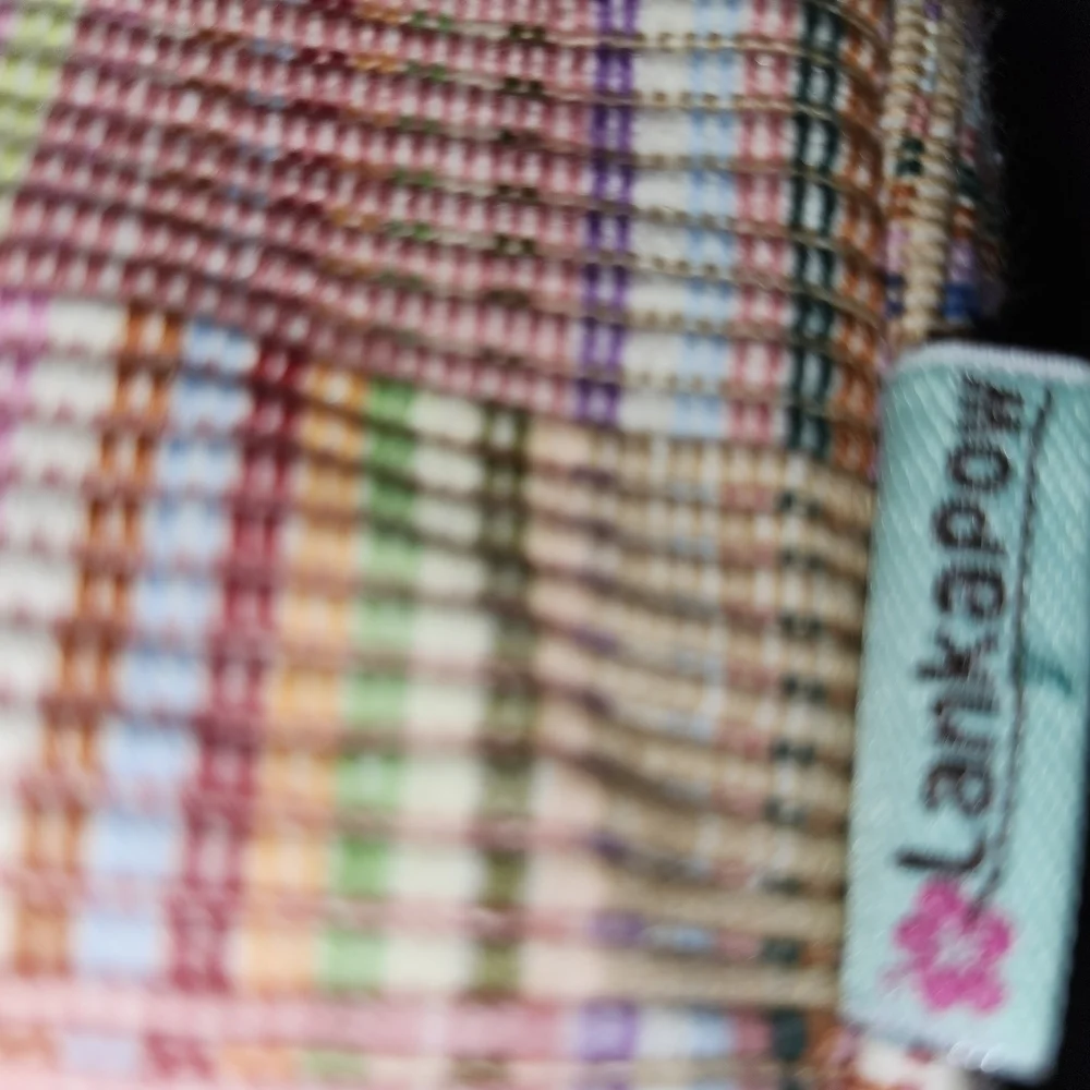 NWOT Colorful Striped Women's Bag with Elephant Design